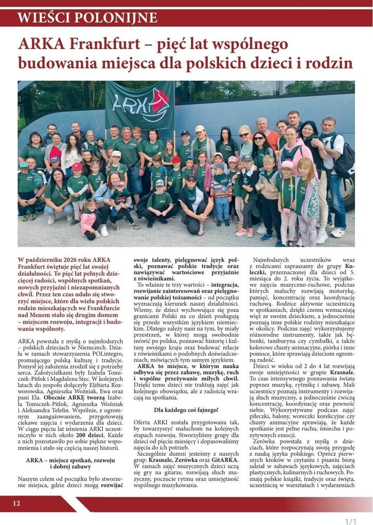 ARKA FRANKFURT na okładce